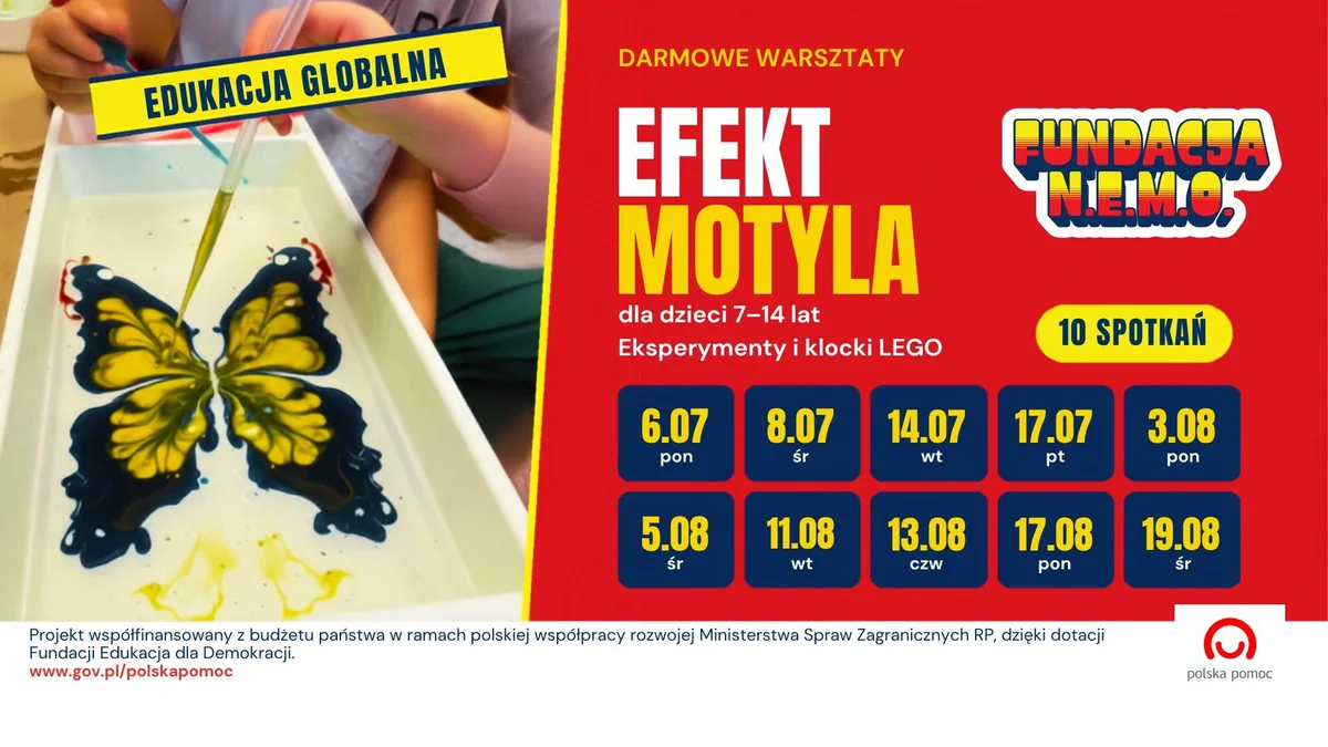 Grafika promocyjna wydarzenia Efekt motyla – wakacyjne warsztaty