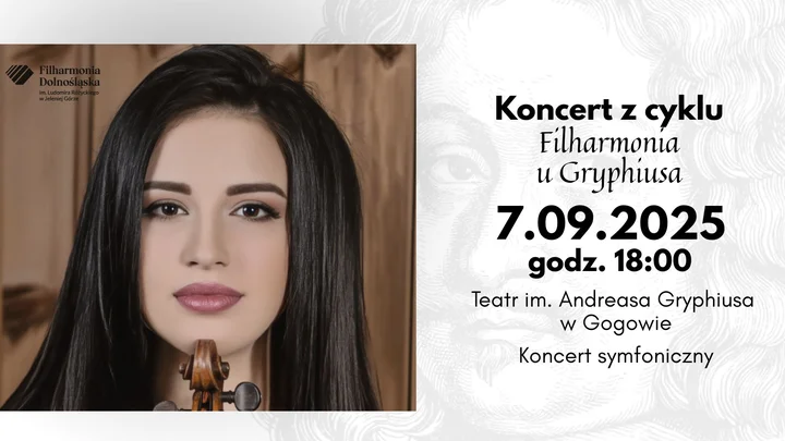 Obrazek przedstawia grafikę promocyjną wydarzenia Koncert Orkiestry Symfonicznej Filharmonii Dolnośląskiej w Teatrze Gryphiusa