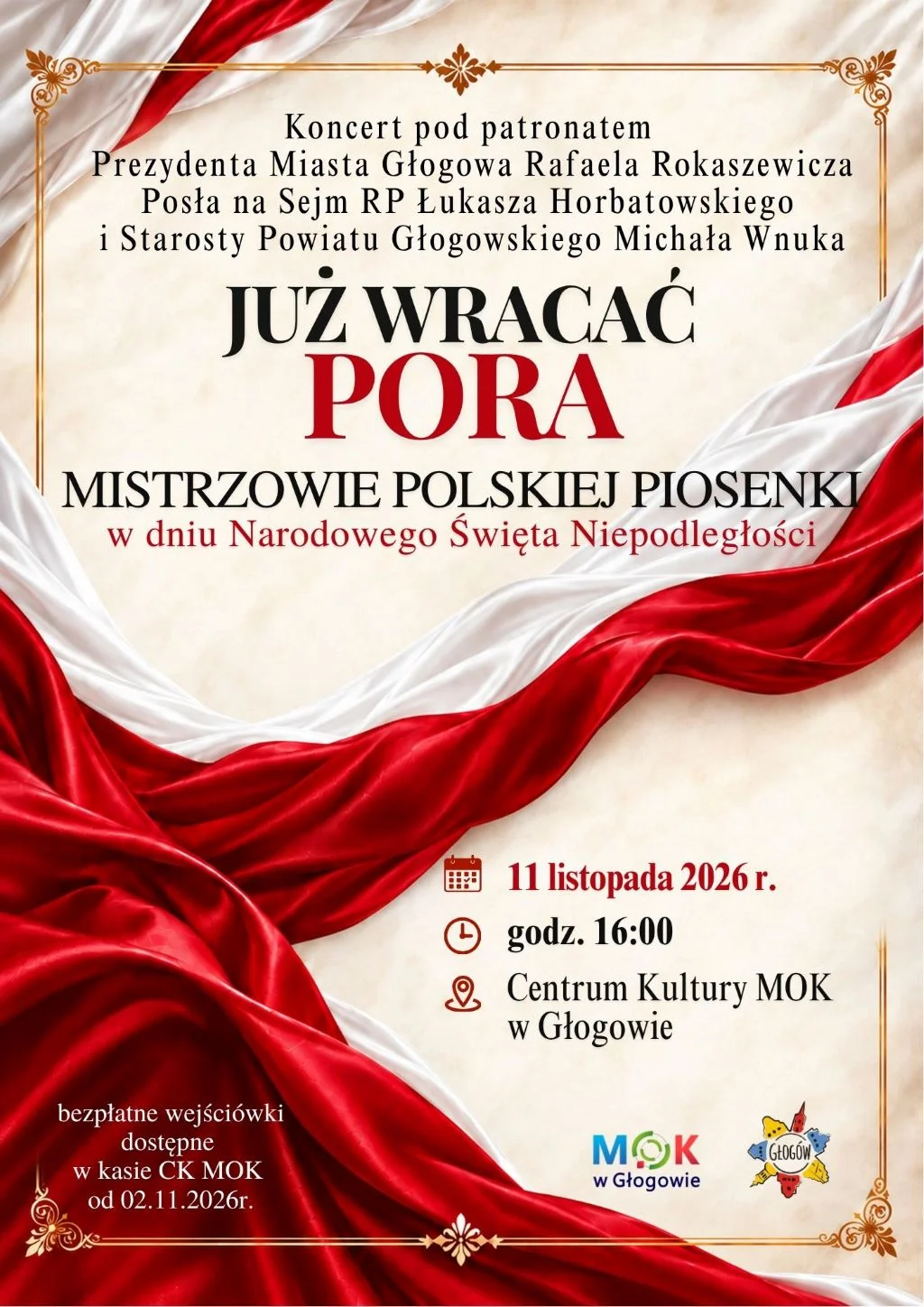 Grafika promocyjna wydarzenia Koncert „Już wracać pora – Mistrzowie polskiej piosenki”