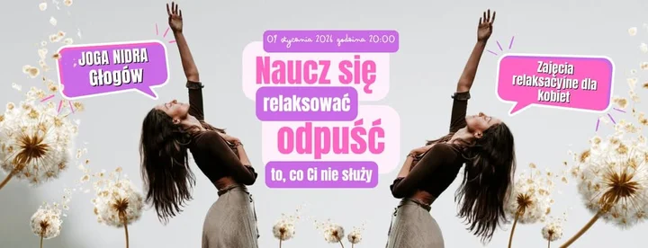 Grafika promocyjna wydarzenia Joga Nidra dla kobiet — Odpuszczanie (Głogów, 9 stycznia 2026)