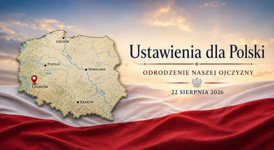 Grafika promocyjna wydarzenia ODRODZENIE NASZEJ OJCZYZNY w Głogowie
