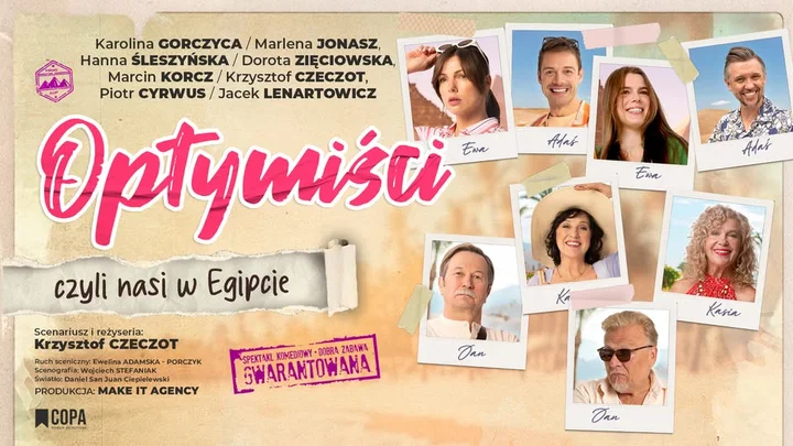 Grafika promocyjna wydarzenia Optymiści — komedia o all‑inclusive (Głogów, 27 lutego)