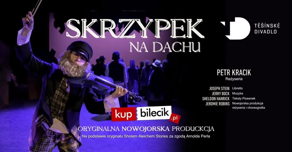 Grafika promocyjna wydarzenia SKRZYPEK NA DACHU – musical w Głogowie