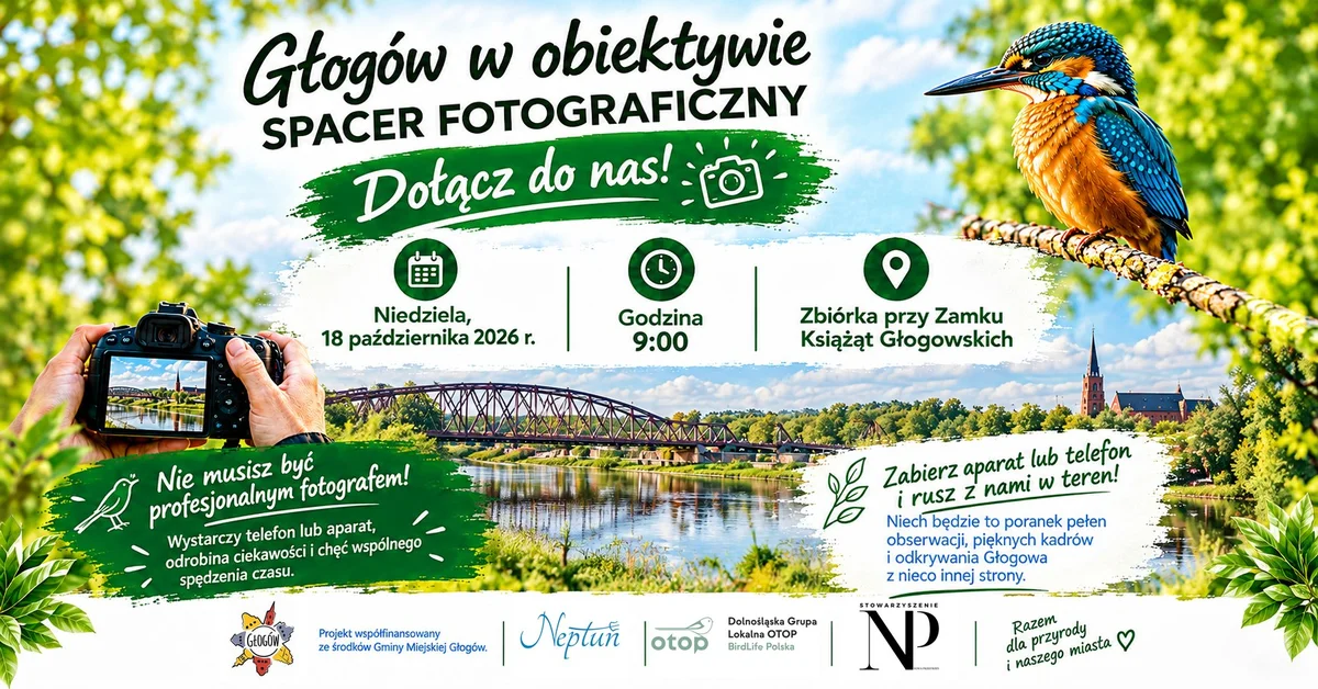 Grafika promocyjna wydarzenia Spacer fotograficzny w Głogowie
