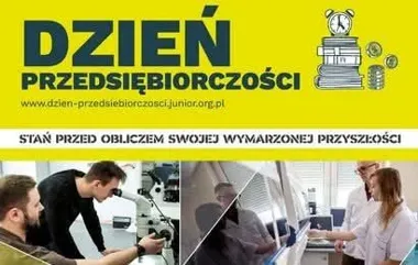 Grafika promocyjna wydarzenia XXIII Dzień Przedsiębiorczości 2026 — jednodniowe praktyki dla uczniów I LO (18 marca)