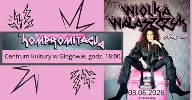 Grafika promocyjna wydarzenia Wiolka Walaszczyk w Głogowie – stand-up w CK MOK
