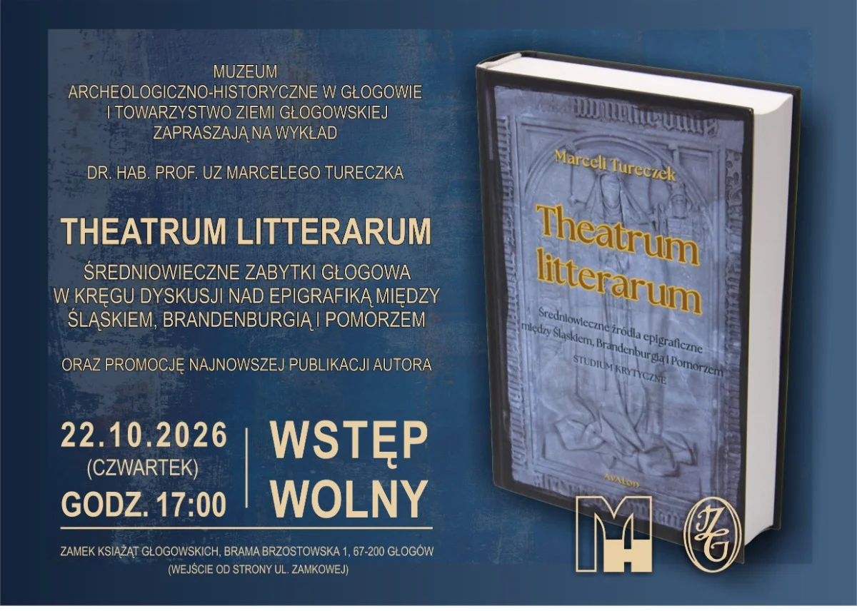 Grafika promocyjna wydarzenia Wykład i promocja książki „Thetrum Litterarum”