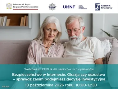 Bezpłatne webinarium dla seniorów. Tematem będą fałszywe inwestycje